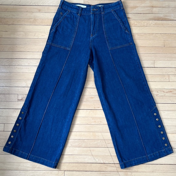 Anthropologie Pilcro & The Letterpress High-Rise Cropped Wide-Leg Jeans Size 27 - Picture 4 of 9